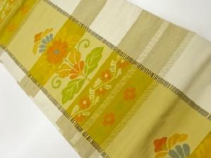 縞に花唐草模様織出し名古屋帯